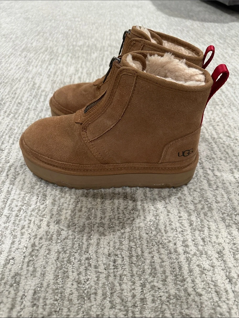 UGG Neumel platform Warm Suede Zip-Front Women's Ankle Boots in Brown